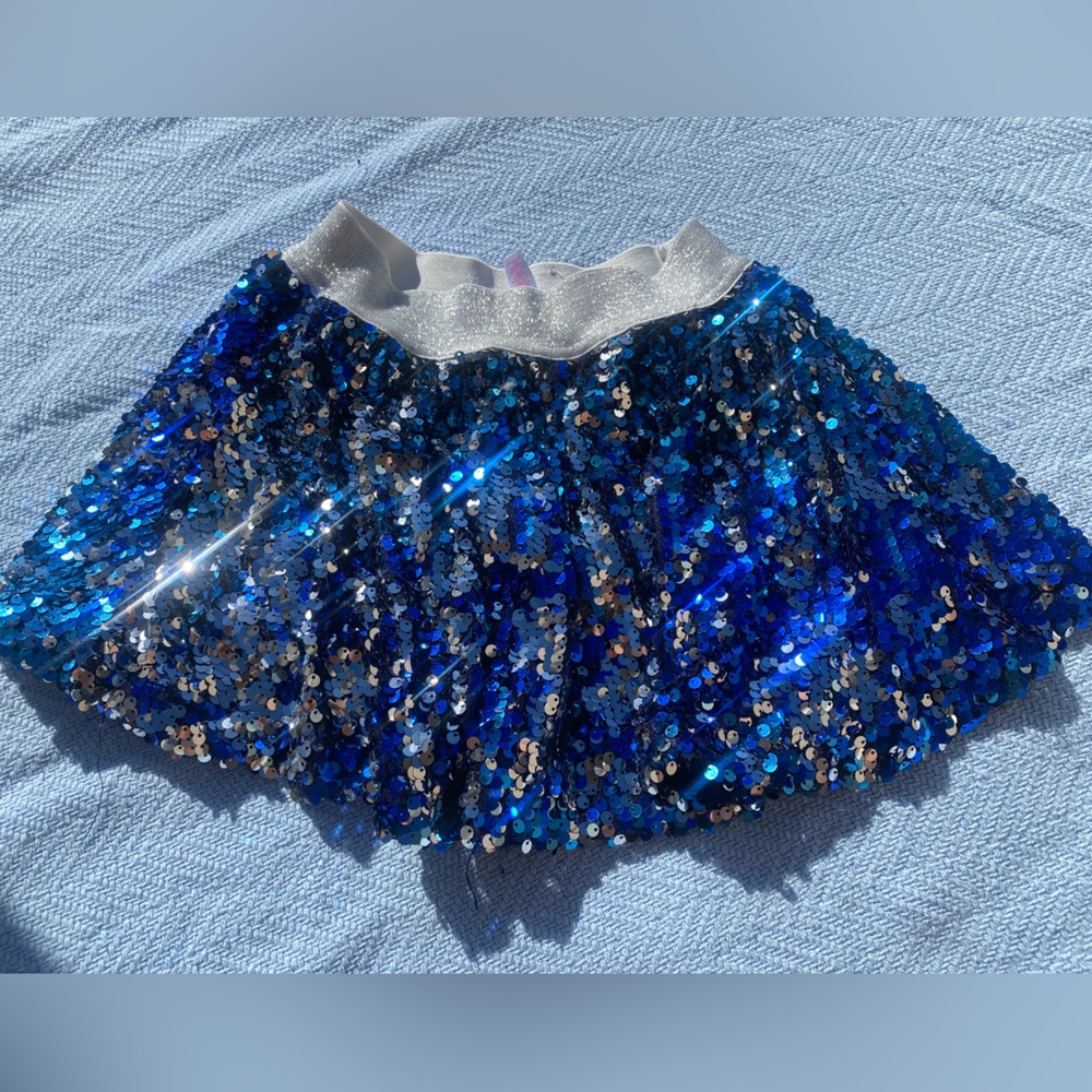 Justice Girls Blue and Silver Sequined Skort